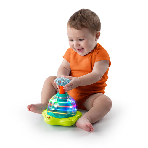 Bright Starts Press & Glow Spinner Baby Toy with Lights and Sounds, For Ages 6 Months+