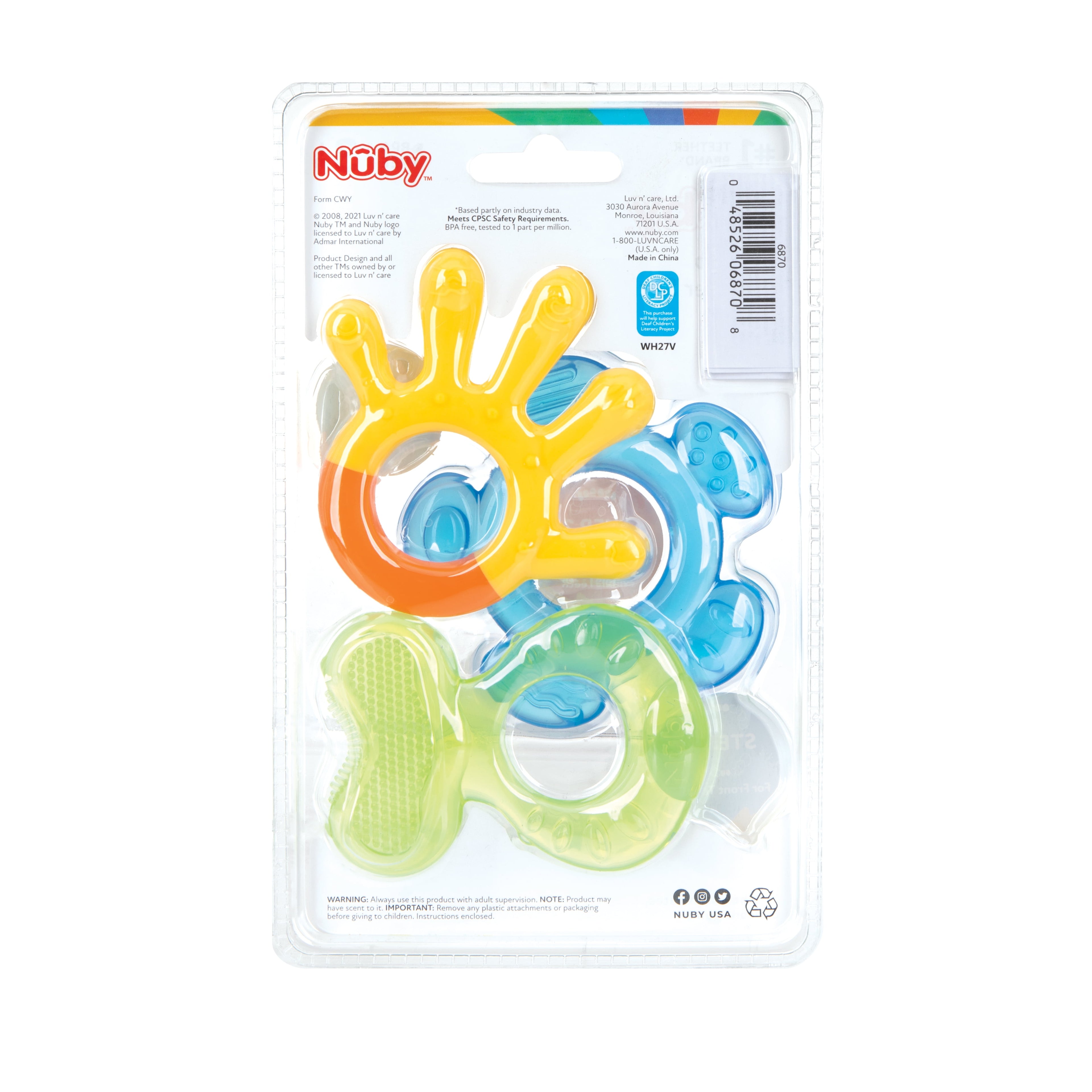 Nuby 3-Step Soothing Teether Set for Infants, Green/Blue/Yellow Unisex Baby Teethers, 3 Count