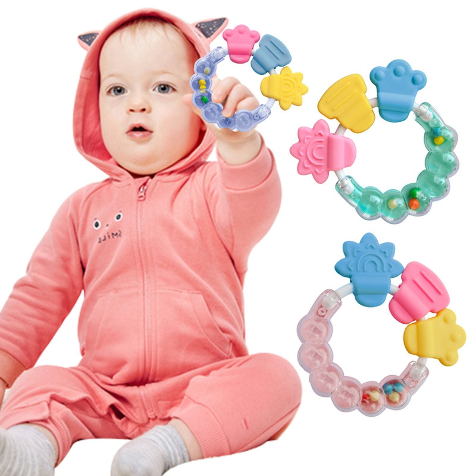 Twfbrm Baby Rattles Toy Set, Baby Toys 0-6 Months Infant Toys 6-12 Months Teethers for Babies 3-6 Months Basket Stuffers Gifts, Sensory Teething Toys 0 1 2 3 4 5 6 Month Newborn Boy Girl