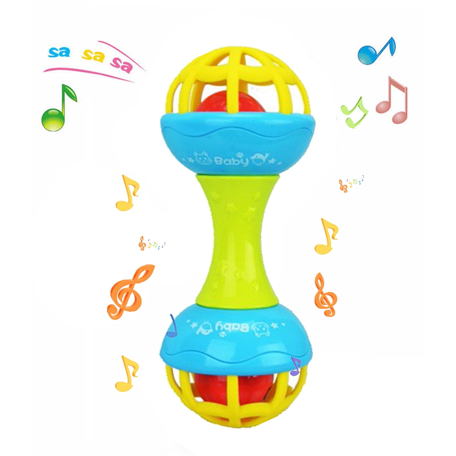 KOYPTL Baby Rattles Hand Sticks Toys for Toddlers 0-4 Months,Music & Sound Sensory Early Learning Toy for Infants 6-12 Months,Soft Soothing Shaking Teethers for Christmas Birthday Boys Girls Presents