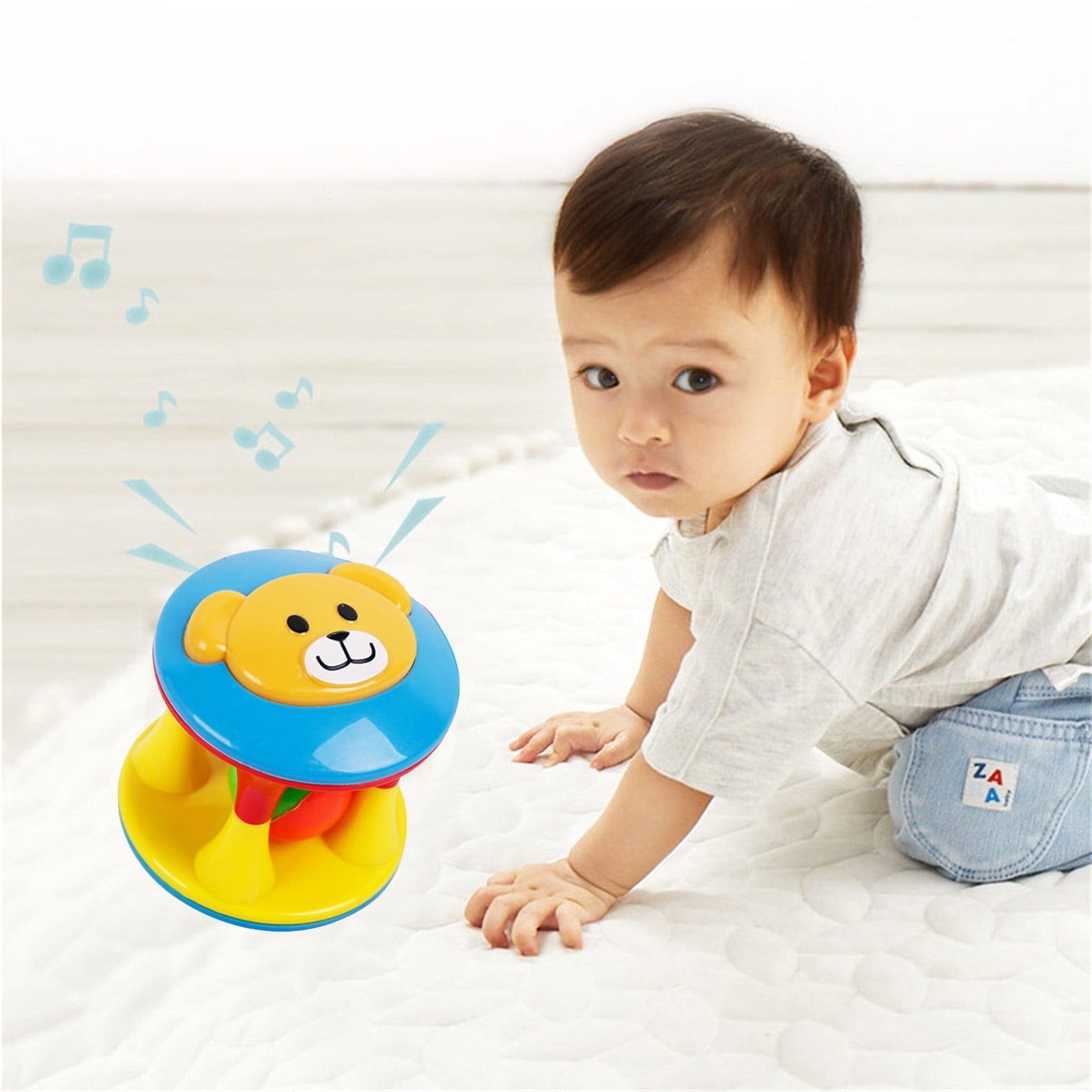 PEONAVET Baby Rattle Ball Infant Soft Rubber Rattles Press The Soothing Newborn Kid Early Education Fitness Soft Rubber Ball Hand Grasping Ball 0-1 Years Old Christmas Gifts on Clearance