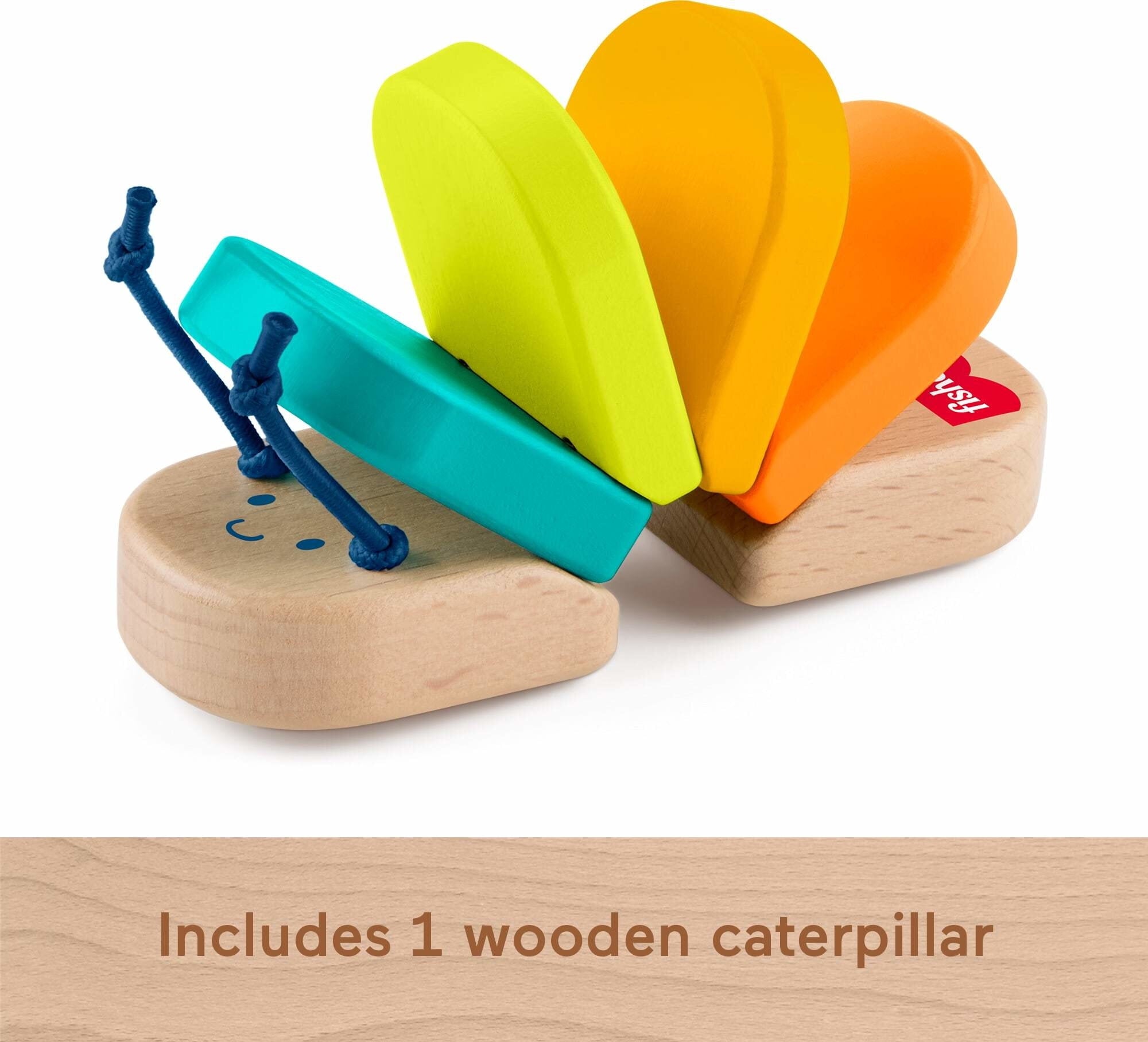 Fisher-Price Wooden Clacker Caterpillar Developmental Activity Rattle Toy for Infant, 1 Wood Piece