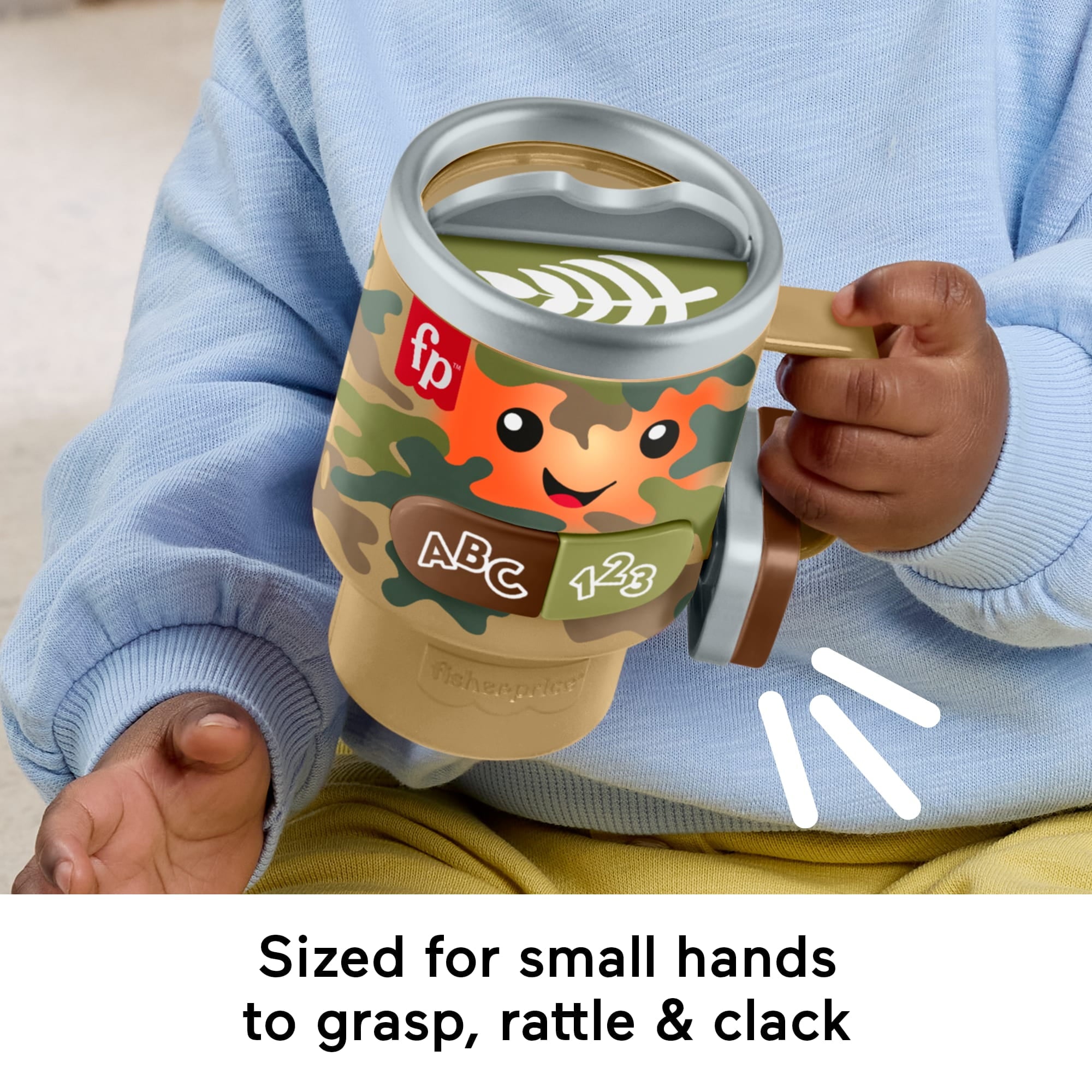 Fisher-Price Laugh & Learn Wake up & Learn Coffee Camo Mug Baby & Toddler Toy with Music & Lights