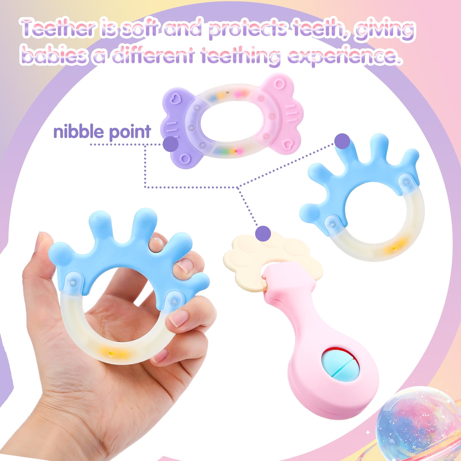KABOER 16PCS Baby Rattles 0-6 Months, Baby Wrist Rattles & Foot Finders Sock, Newborn Hand and Foot Rattles/Teething Toy, Educational Development Infant Toys, Baby Toy Socks and Baby Wrist Rattles