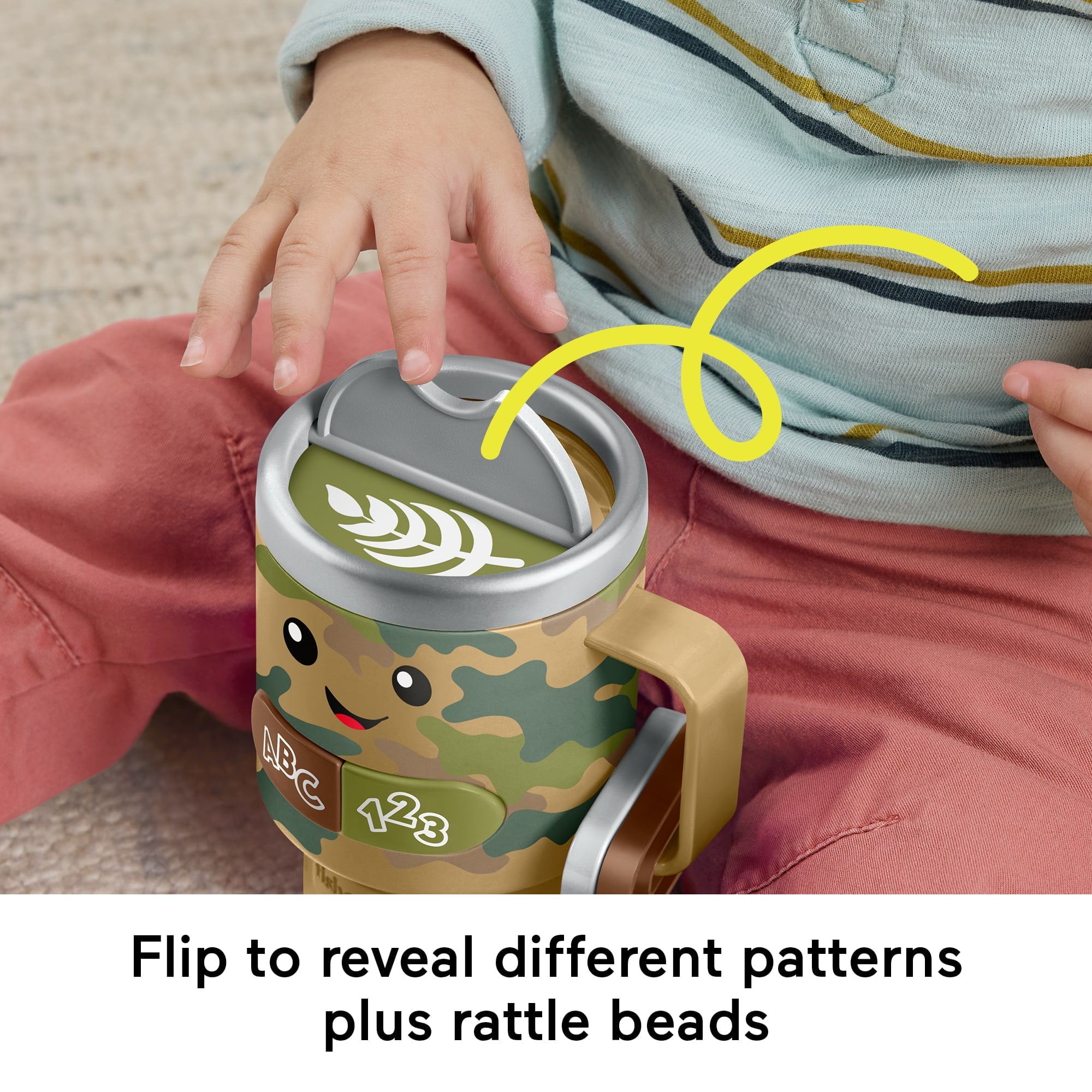 Fisher-Price Laugh & Learn Wake up & Learn Coffee Camo Mug Baby & Toddler Toy with Music & Lights